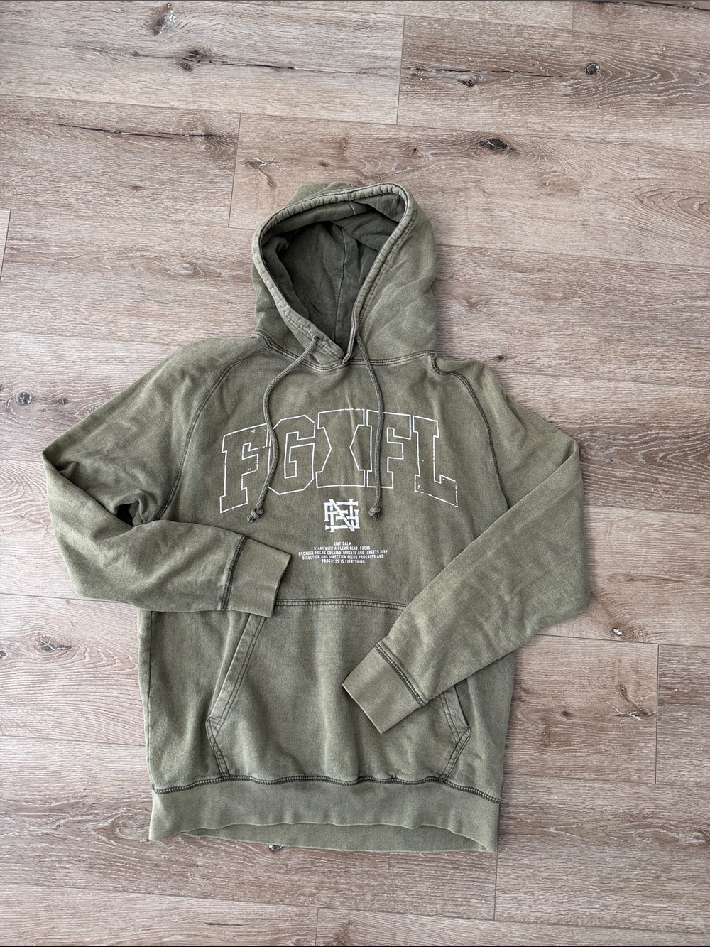 flag nor fail Olive Green Graphic Hooded Sweatshirt